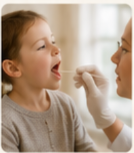 Healthcare professional performing a throat swab for a rapid strep test