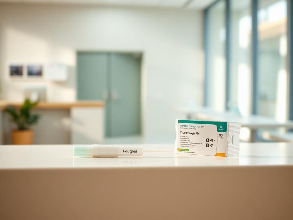 Throat swab and rapid test kit prepared in a clinic